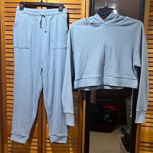 Better Together Set Ribbed Blue Size Small Sweatsuit